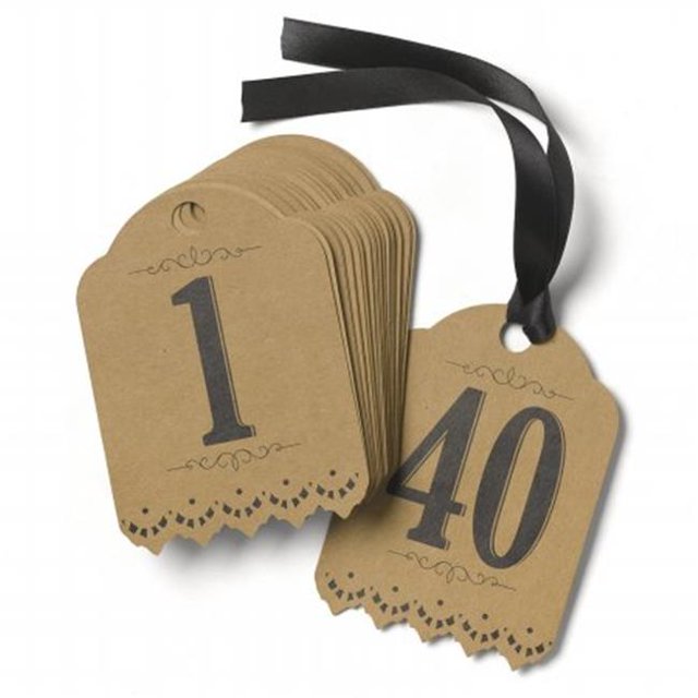 Hortense B. Hewitt Wedding Accessories Vintage Kraft Table Tags, Numbers 1 to 40