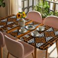thumbnail image 3 of Yellow Beige Boho Table Cloths for 4 Foot Rectangle Tables, Geometric Vintage Abstract Art Ethnic Patio Waterproof Elastic Fitted Tablecloths, Washable Rectangular Table Cover for Camping, 3 of 8