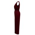 thumbnail image 7 of JFGHDG Women's Sleeveless Wrap V-Neck Jumpsuit, High Waist Wide Leg Casual Romper Elegant One Piece Outfit with Pockets Wine S, 7 of 7