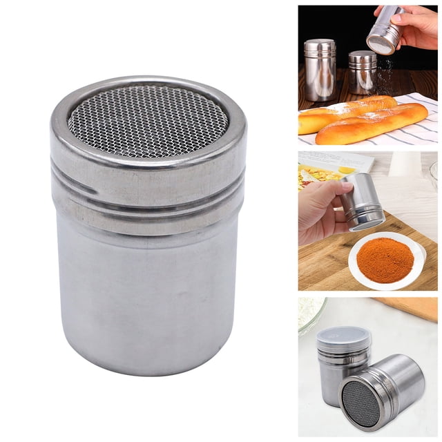 1 Pack Stainless Steel Shaker Duster Container For Powder Powdered Baking Cocoa Corn Starch And More. Kitchen Retractable Guard Sap Catcher Tray Kitchen Splatter Guard Tub Mesh Strainer Wire Mesh