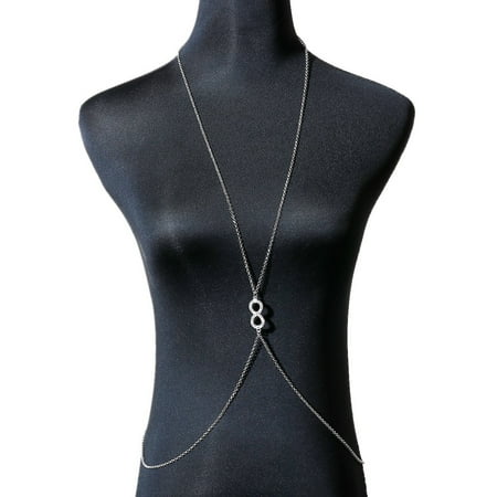 Sexy Body Chain - Sexy Sparkles Bikini Beach Crossover Harness Necklace Waist Belly Body Chain Jewelry