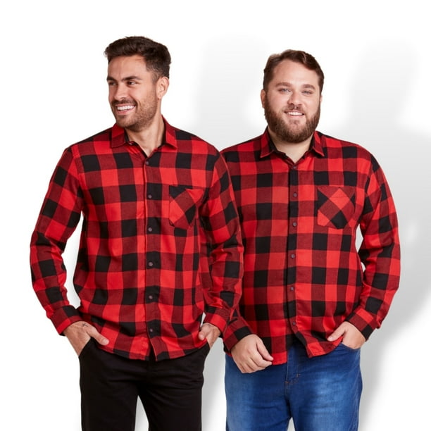 Camisa a cuadros para hombre de talla grande de franela de manga larga PMG GG G1 G2 G3 G4 Deng Xun unisex Walmart en linea