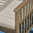 thumbnail image 3 of Frederic Outdoor 7 Piece Acacia Wood 71" Rectangular Dining Set with Straight Legs and Cushions, Gray, Cream, 3 of 6