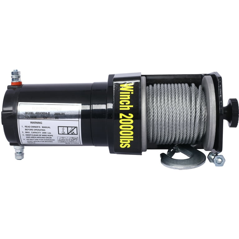 2000lb 12V ATV/UTV Electric Winch, Off-Road Waterproof Steel Cable Winch for top ATV