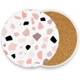 thumbnail image 5 of GZHJMY Printed Round Terrazzo Seamless Pattern Ceramic Coasters with Cork-Backed for Coffee Drink Cup Mat Absorbent Stone Coaster, 1 Pack, 5 of 5