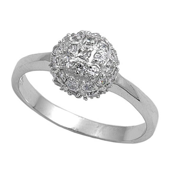White Cubic Zirconia Ball Cluster Chic Ring .925 Sterling Silver Band Jewelry Female Male Size 5