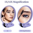 thumbnail image 1 of Portable Double Folding Handheld Beauty | Round Design 15X Magnification Makeup Perfect For Delicate Makeup Adjustment And Detail Modification Anytime,Purple Beauty Mirror, 1 of 6