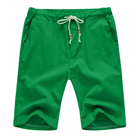 dmqupv Mens Apparel Shorts Male Summer Casual Solid Short Pant Bead Drawstring Short Trouser Pant Pocket Tie Band Green 3X-Large