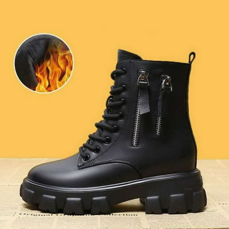 

Pofulove Black Boots Winter Shoes Women Ankel Boots Goth Shoes Platform Boots Snow Booties Woman Warm Botas Fall Flat Zapatos