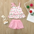 thumbnail image 2 of Mercatoo Toddler Kids Baby Girls Sleeveless Ruffled Floral Bowtie Tops+Shorts Outfits Set Girl Baby Clothes, 2 of 4
