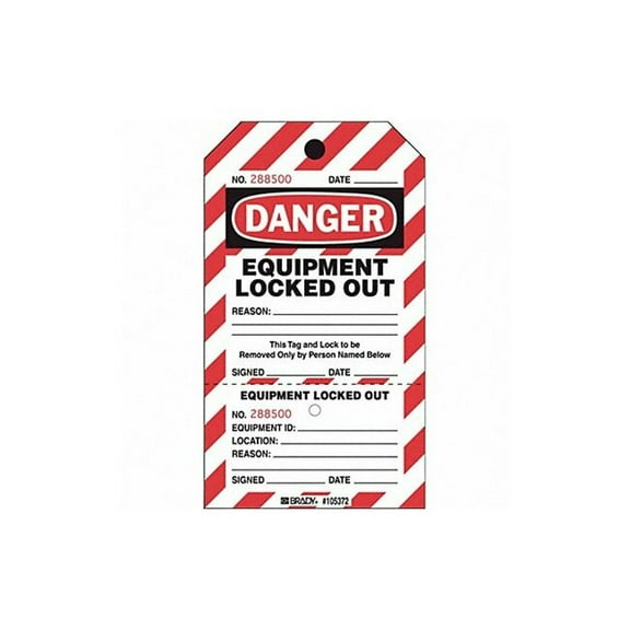 Brady Danger, Equipment Locked Out, 4 in W x 7 1/2 in H, Polyester 25 PK PLLT2