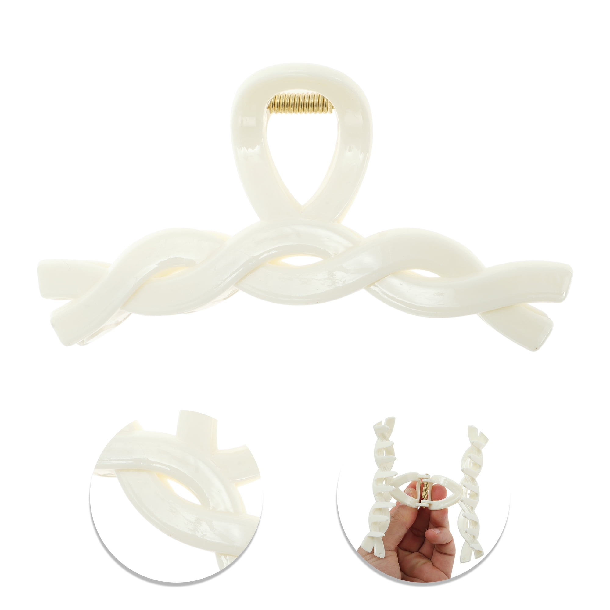 Unique Bargains Frosted Grace Hair Clips for Home Milky White 3 Pcs