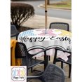 thumbnail image 4 of Outdoor Tablecloth with Umbrella Hole and Zipper, Colorful Rabbits Square Table Cloth 54x54 Inch Waterproof Tablecloth, Happy Easter Cartoon Animal Pink Plaid Picnic Table Cover for Patio Camping, 4 of 7
