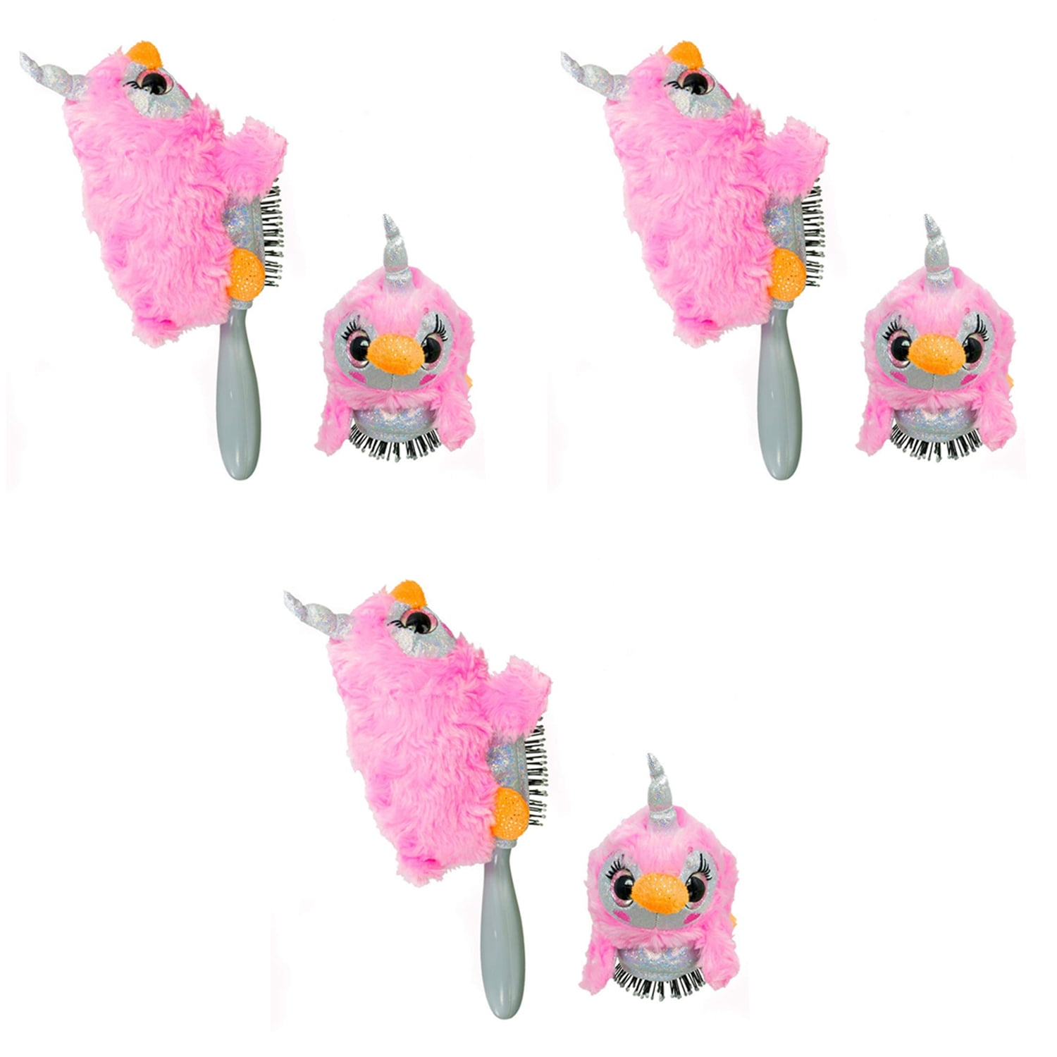 (3 Pack) Wet Brush Plush Kids Detangler (Penguin Unicorn) with Soft