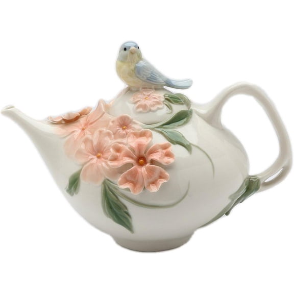 20906 Fine Porcelain Bluebird Apple Blossom Teapot,