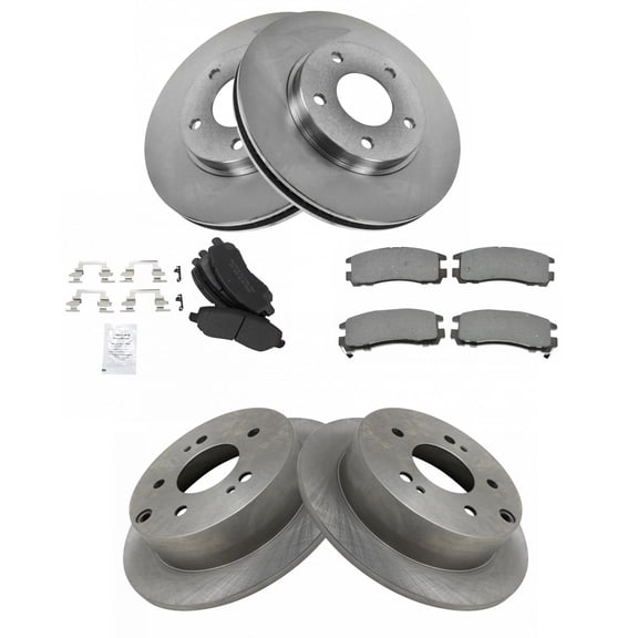 TRQ Front & Rear Semi Metallic Brake Pad & Rotor Kit Fits Select 04-12 Galant 2.4L