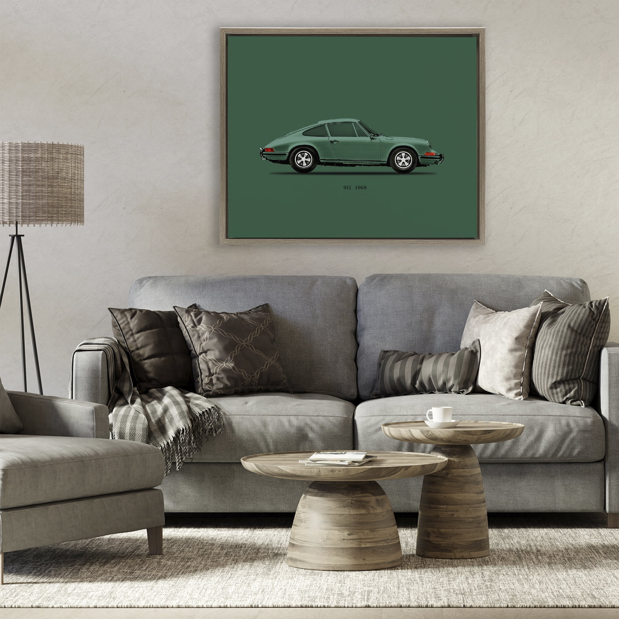Stupell Industries Green Toned Classic Car Brown Framed Floater Canvas Wall Art, design by Mark Rogan
