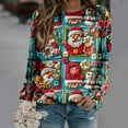 thumbnail image 2 of Sgkm Fashion Womens Tops Christmas Graphic O Neck Oversized Sweatshirt Vibrant Tops for Women Trendy M Sky Blue, 2 of 6