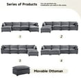 thumbnail image 4 of JUSTLET U-Shaped Sectional Sofa Set, 148" Indoor Furniture Convertible Modular Corduroy Sectional Sofa Set with 2 Ottomans for Living Room, Dark Gray, 4 of 9