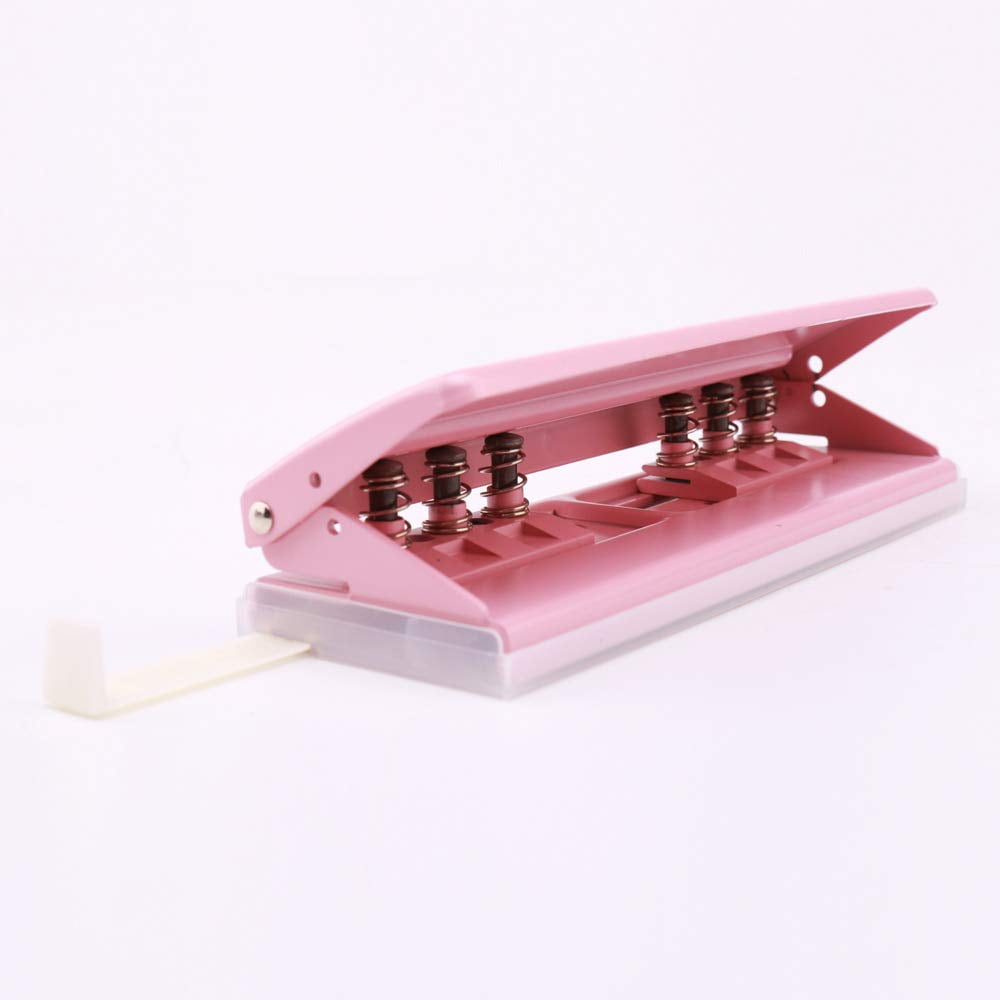 ABPETE Adjustable 6-Hole Desktop Punch, Puncher for A4 A5 A6 B7 Dairy Planner Organizer Six Ring Binder with 6 Sheet Capacity
