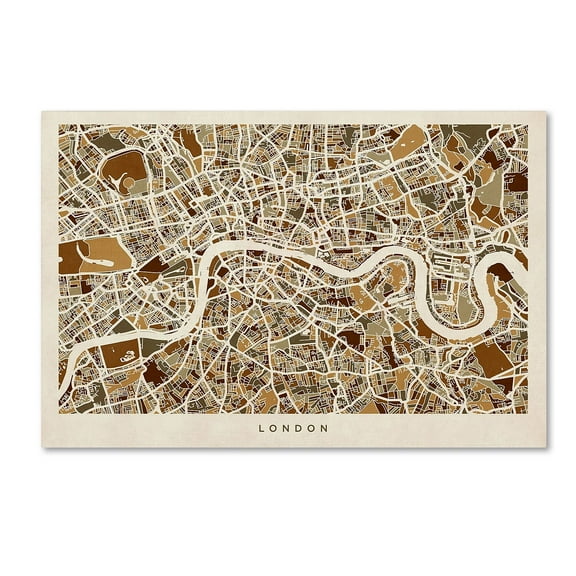 Trademark Fine Art "London England Street Map 2" Canvas Art by Michael Tompsett