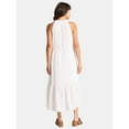 thumbnail image 2 of Time and Tru Women's Cotton Double Cloth Tiered Midi Dress, Sizes XS-XXXL, 2 of 4