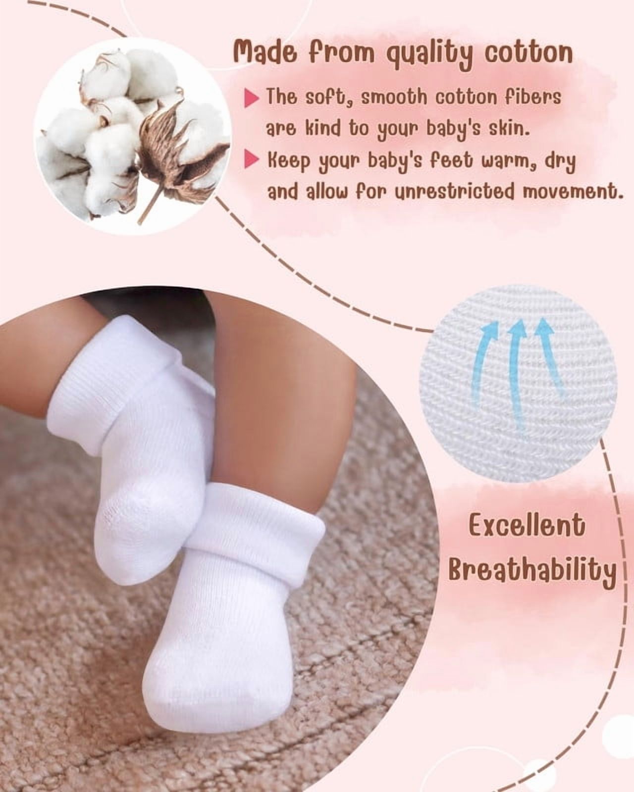 RATIVE Infant Baby Socks 6-12 Months, 12-Pair Pack photo 2