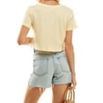 thumbnail image 2 of Women's Boxy Crop Top Round Neck Short Sleeve Casual 100% Cotton Cropped Tee T-Shirt, Light Yellow, Large, 2 of 9