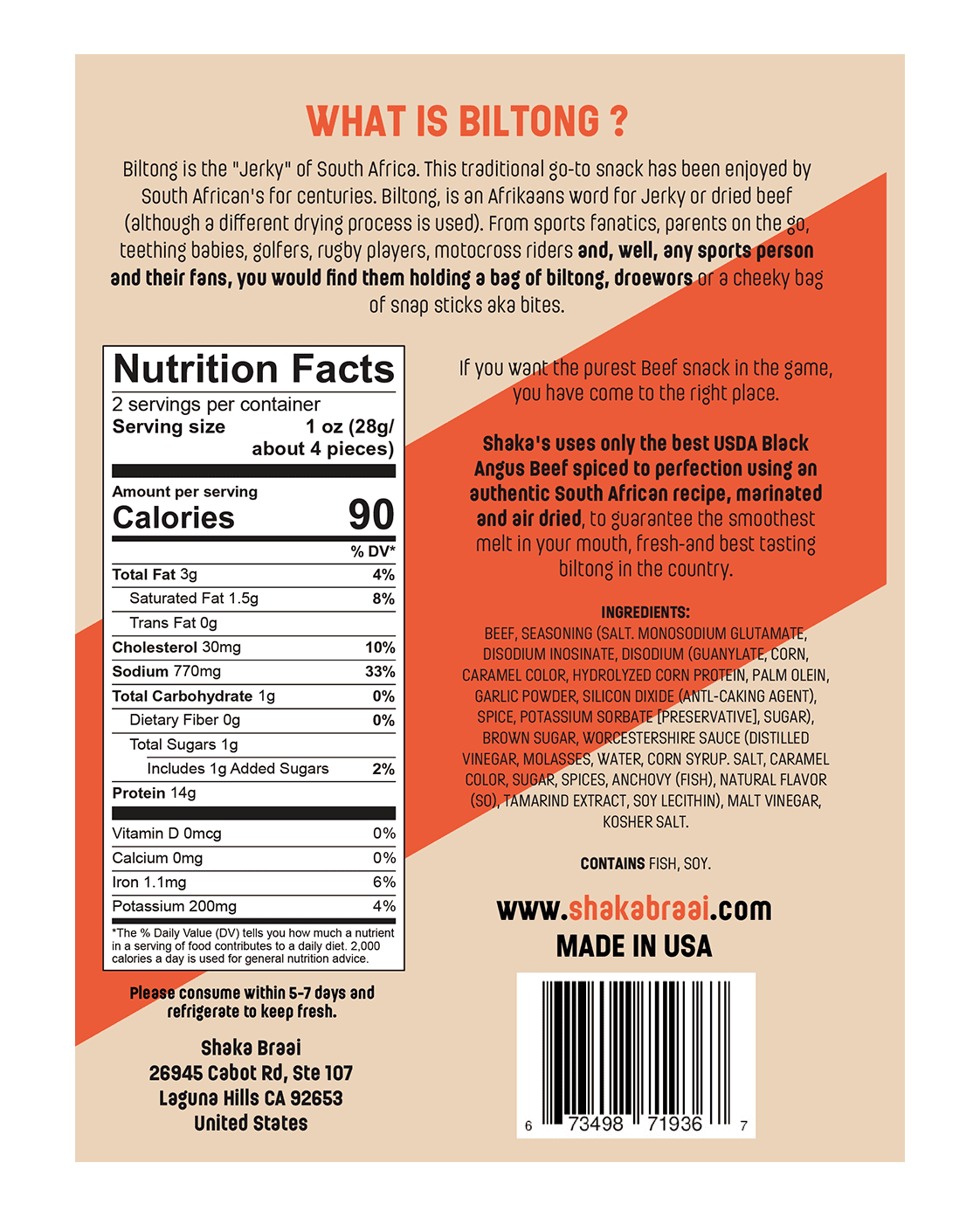 SHAKA'S Angus Air-Dried Beef Snacks Biltong