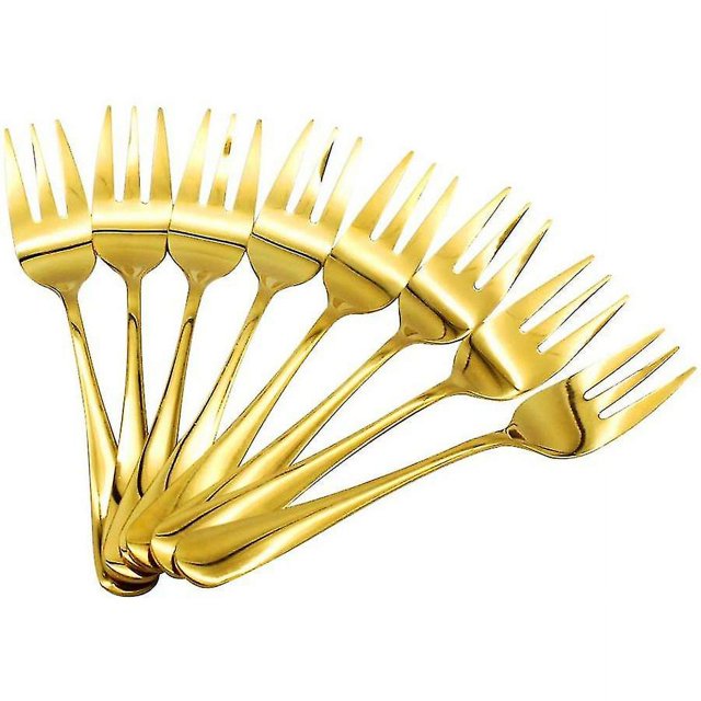 Tenedores de mesa YONGSHENG de acero inoxidable 8 piezas Dorado para postres de frutas