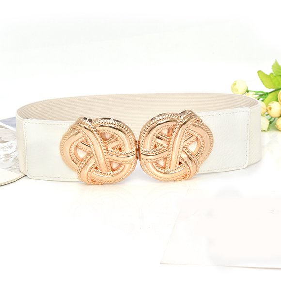 Under $10 Belt White Women Stretchy Belt for Dresses Vintage Elastic Wide Waist Belt