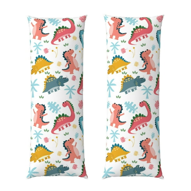 Balery Dinosaur Funda Protectora para Almohada Corporal de Algodón Hipoalergénico con Cierre(55 x 21 pulgadas), Almohadas No Incluidas