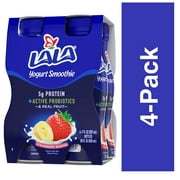 LALA Probiotic Yogurt Smoothie Drink with Protein, Strawberry Banana, 7 oz Plastic Bottle (4 Ct)