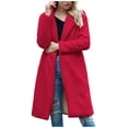 thumbnail image 2 of Puntoco Mujeres Fuzzy Fleece Lapel Open Front Long Cardigans Coat Faux Fur Otoño Invierno Warm Outwear Chaquetas Liquidación Puntoco Puntoco-2739, 2 of 6