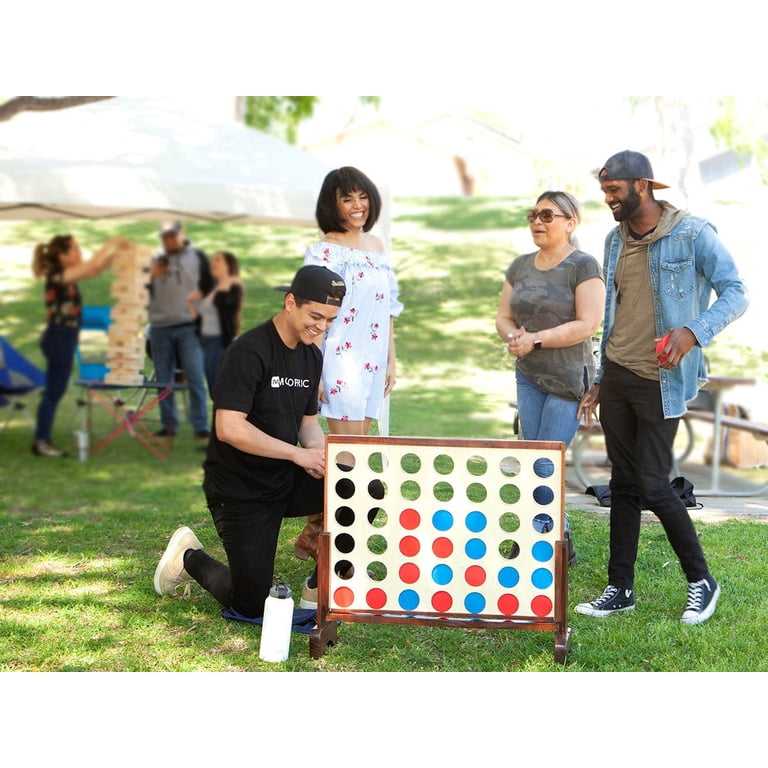 Giant Four-in-a-Row Game - 3ft Tall Wooden Lawn Game For Tailgates, BBQs & Camping