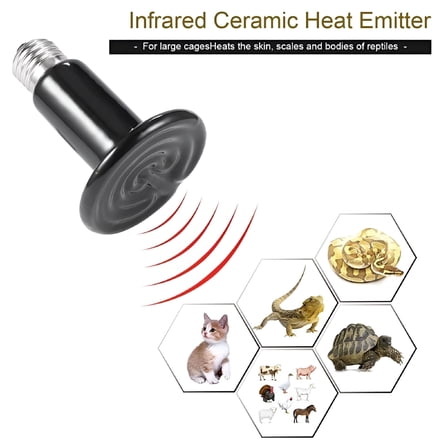 HIBIBUD Ceramic Heat Lamp Bulb Infrared Reptile Heat Emitter Heater Lamps Bulbs for Pet Brooder Coop Chicken Lizard Bearded Dragon Turtle Snake Aquarium - No Light Emitted No Harm