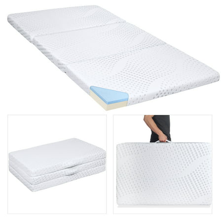 Best Choice Products Portable 3-inch Queen Size Tri-Folding Memory Foam Gel Mattress Topper w/ Carrying Handle, Removable Cover - (Best Mattress Topper For Fibromyalgia)