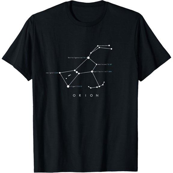 Orion Constellation T-Shirt - Astronomy Stargazing men and women can wear, black, white, gifts.
