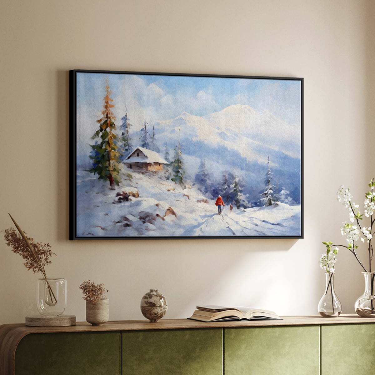Vintage Landscape-CCXXIII By Wexford Home Framed in Black Wood Gallery Wrapped Canvas 27 in. x 41 in.