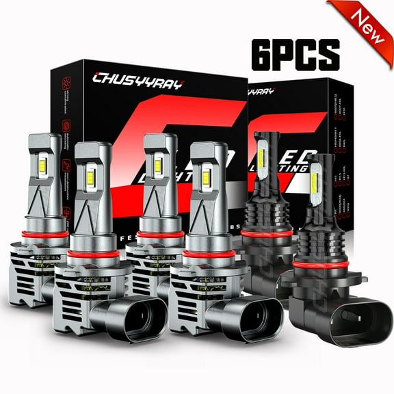 Compatible with 1999-2003 Lexus RX300 6x 6000K Pure White LED Headlight Fog Light Bulb Kit