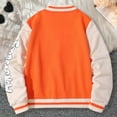 thumbnail image 4 of SonxaHe Big Boy' Bomber Jackets Letter Print Stand Collar Jackets Child Athletic Fall Winter Outerwear Jacket Orange,Sized 9-10, 4 of 6