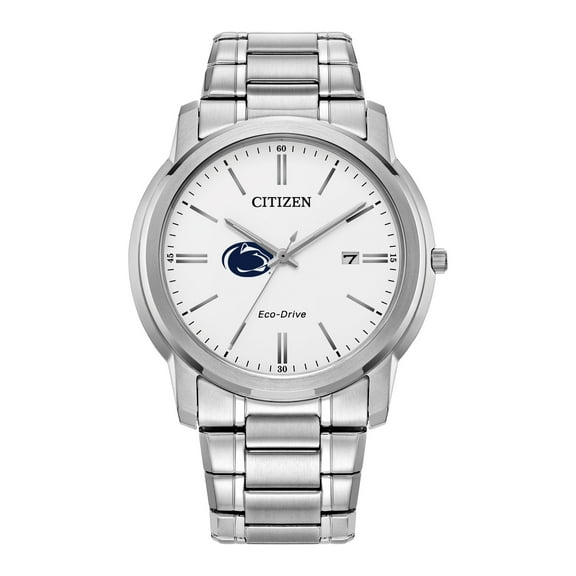 Men's Citizen Watch Silver Penn State Nittany Lions Eco-Drive White Dial Stainless Steel Watch