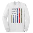 thumbnail image 2 of Wild Bobby, No One Fights Alone First Responder Dispatcher EMS Corrections Police Fire Military Unity, Pop Culture, Men Long Sleeve Shirt, White, Small, 2 of 4