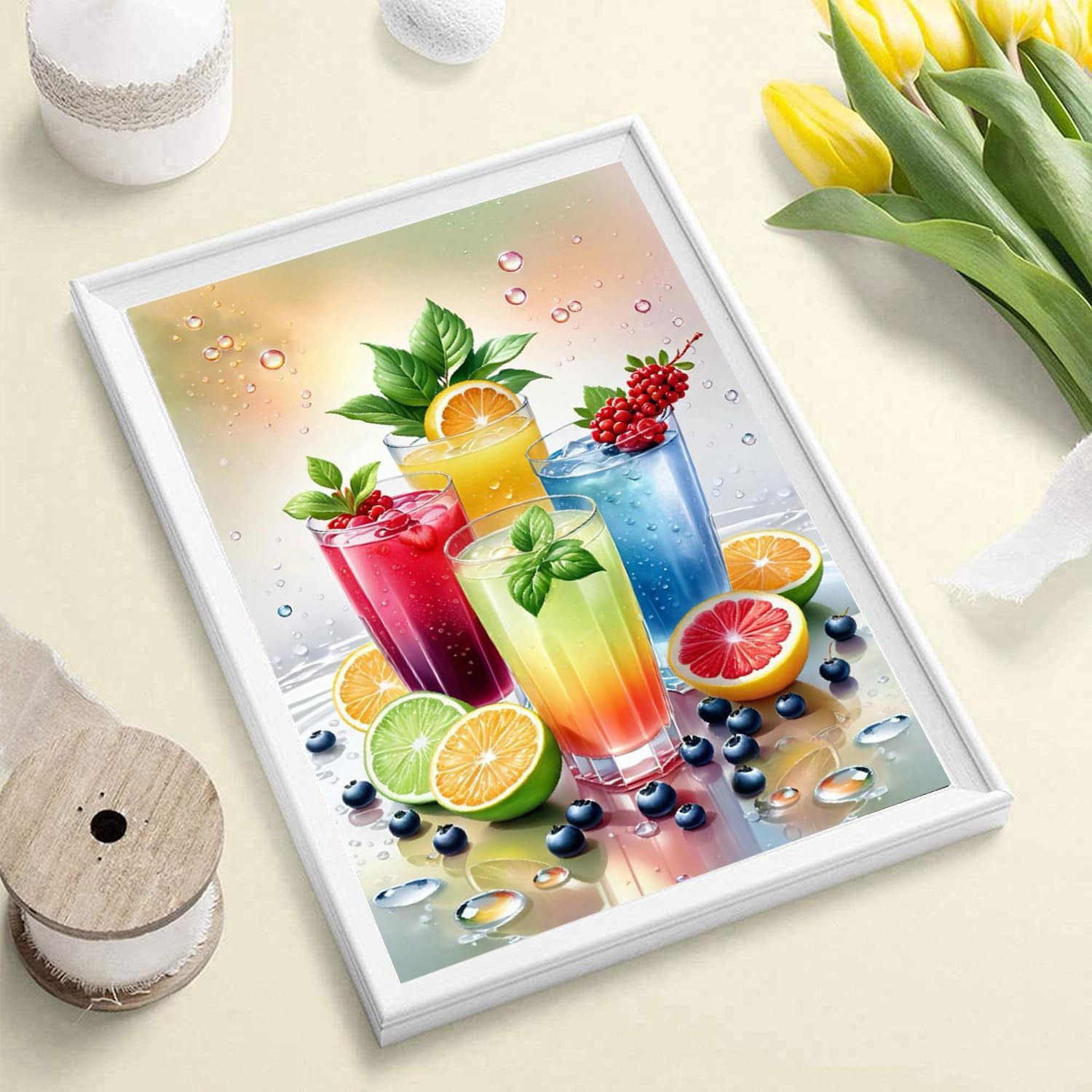 Diamond Art Kits for Adults,5D DIY Drinks Diamond Painting Kits for Adults Beginners Full Round Drills,Paint by Diamonds Gem Art for Holiday Gifts and Home Wall Decor 16X20 Inch