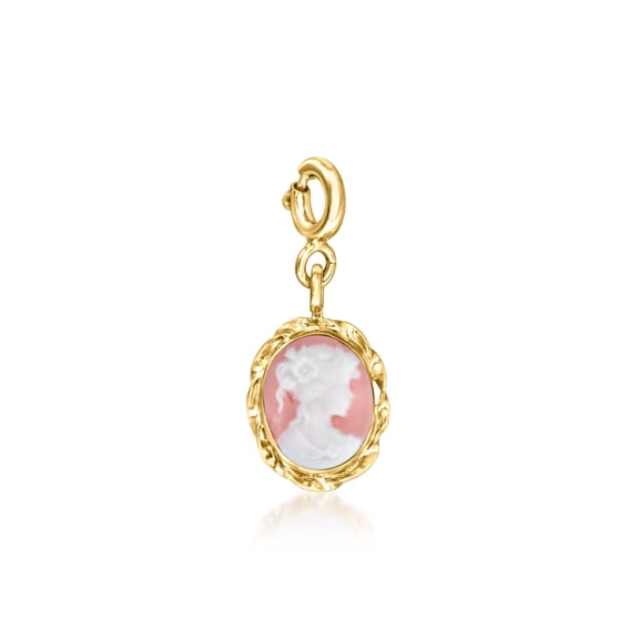 Ross-Simons Italian Pink Porcelain Cameo Charm in 18kt Gold Over Sterling, Women's, Adult