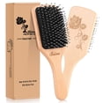 thumbnail image 1 of Bsisme Cepillo para el cabello, cerdas de jabalí, cepillo para el cabello con pasadores para desenredar, paleta de madera, cepillo para desenredar, para mujeres y hombres, reduce el encrespamiento, re, 1 of 5