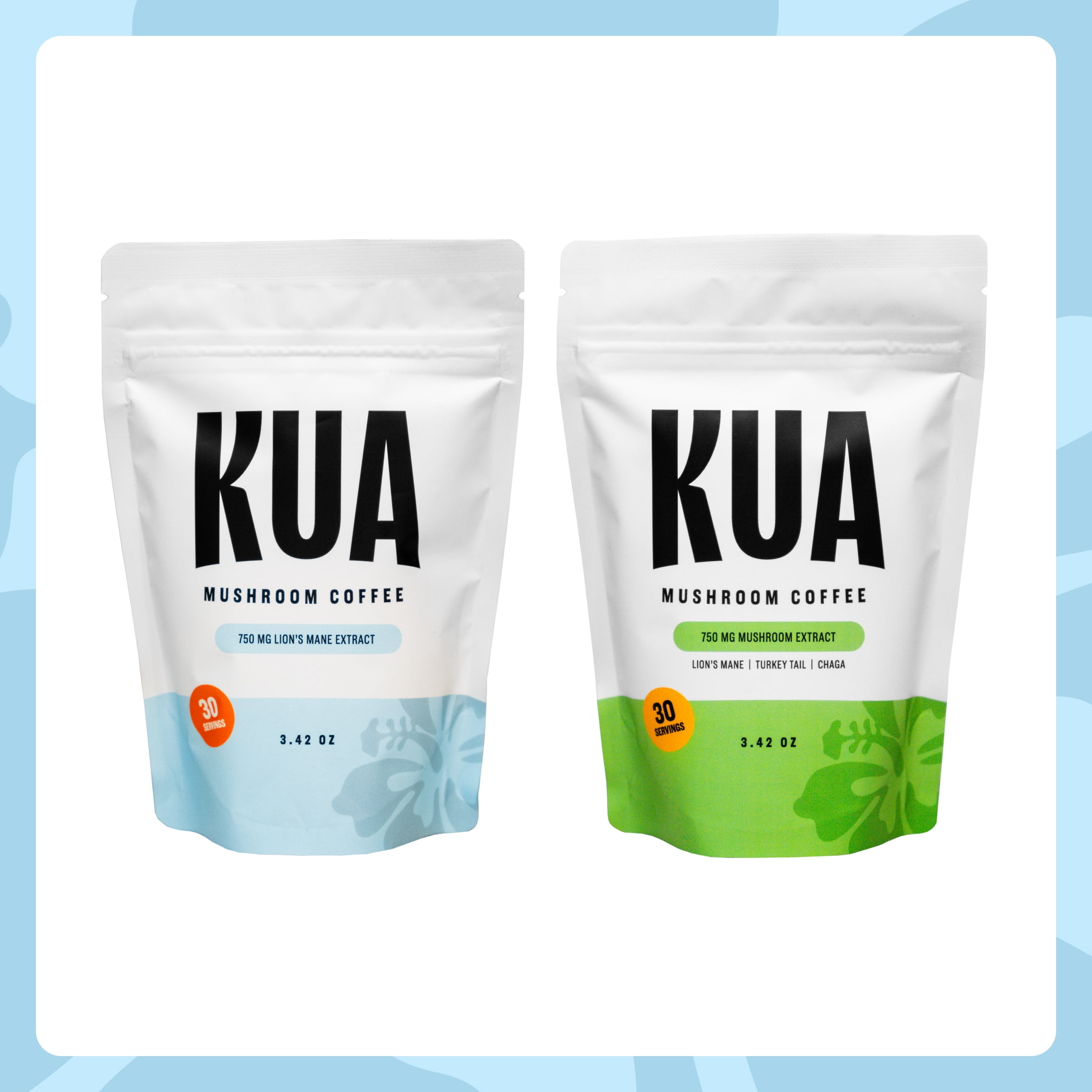Organic Mushroom Coffee by KUA with Lionsmane Mushroom Extract for Better Focus, Better Mood, Better Energy - Sugar Free, 0 Calorie, Organic 30 Servings of Instant Mushroom Coffee