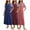 Blue‌ Wine Red Pink, variant on PinkBeautiM 3 Pack Long Nightgowns for Women Short Sleeve Sleepwear V Neck Sleep Shirt Loungewear with Pockets