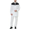 thumbnail image 2 of Edvintorg 2 Piece Outfits for Men 2025 Men's Muslim Robe Set Arab Middle Robe Pattern Embroidery Slim Fit Medium Long Sleeve Standing Neck Top And Pants Robe Set White XXL, 2 of 7