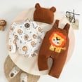 thumbnail image 2 of Staki Baby Sets & Outfits Outfit Newborn Baby Boy Clothes Long Sleeve Bodysuit Shirts Pants Hat 3pcs Clothes Fall 6 12 Months(Brown, 6-12 Months), 2 of 8
